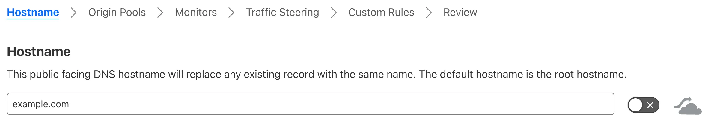 DNS-only load balancers are marked with a gray cloud